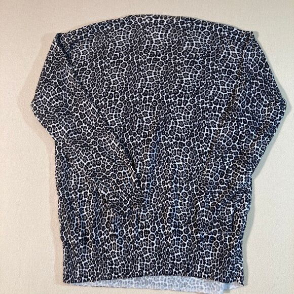 Michael Kors Sweater XL Black/Grey Animal Print V-Neck Soft Knit Casual Pullover - Picture 6 of 7